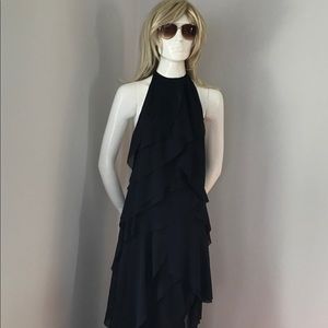 NWT: H&M Navy Halter Tie Neck Gown with Side Slit